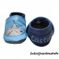 Preview: Lederpuschen "Namen individuell, Papierboot"➨Lederpuschenstube